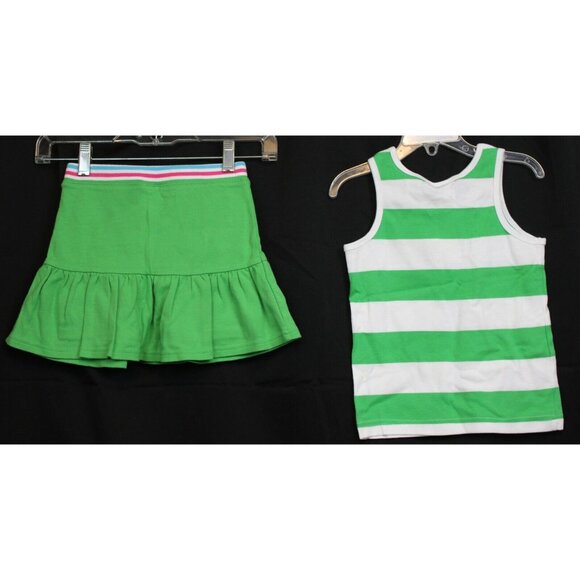 2008 Gymboree Tennis Match Outfit sz 5 NWT Tank Top Skort Green Striped Flower - Picture 5 of 8